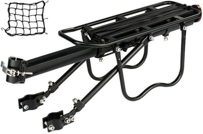 DIRZA Rear Bike Rack Bicycle Cargo Rack Quick Release Adjustable Alloy Bicycle Carrier 115 lbs Capacity Easy to Install