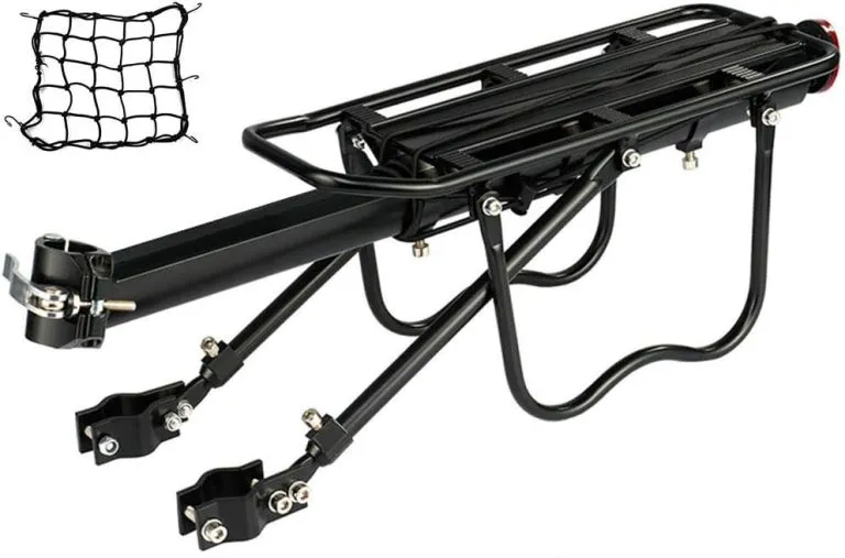 DIRZA Rear Bike Rack Bicycle Cargo Rack Quick Release Adjustable Alloy Bicycle Carrier 115 lbs Capacity Easy to Install