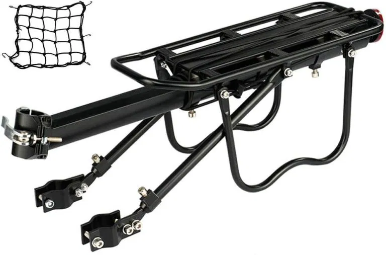 DIRZA Rear Bike Rack Bicycle Cargo Rack Quick Release Adjustable Alloy Bicycle Carrier 115 lbs Capacity Easy to Install Black